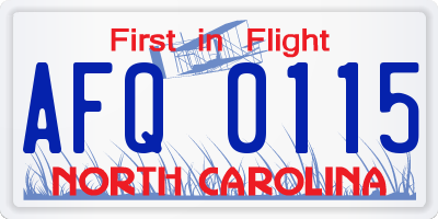NC license plate AFQ0115