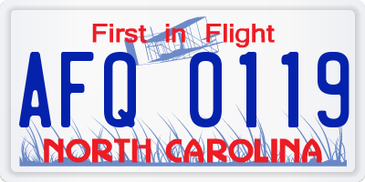 NC license plate AFQ0119