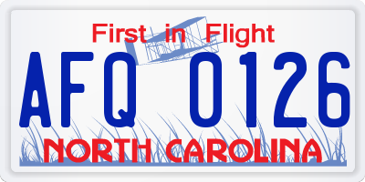 NC license plate AFQ0126