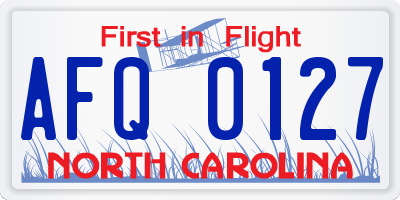 NC license plate AFQ0127