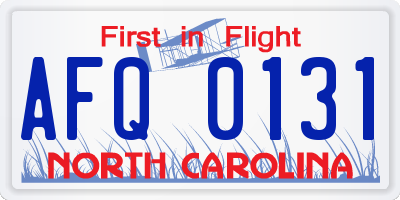 NC license plate AFQ0131