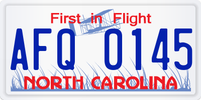 NC license plate AFQ0145