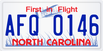 NC license plate AFQ0146