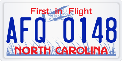 NC license plate AFQ0148