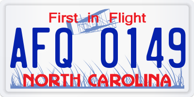 NC license plate AFQ0149
