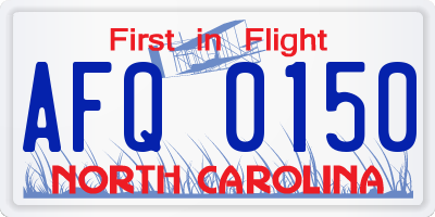 NC license plate AFQ0150