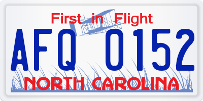 NC license plate AFQ0152