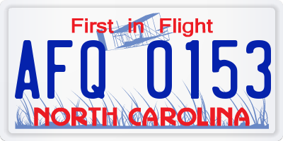 NC license plate AFQ0153