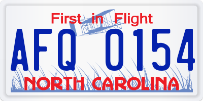 NC license plate AFQ0154