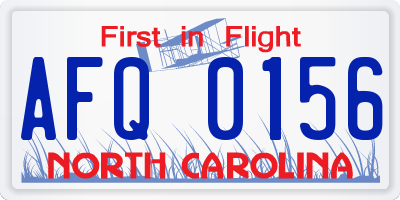 NC license plate AFQ0156