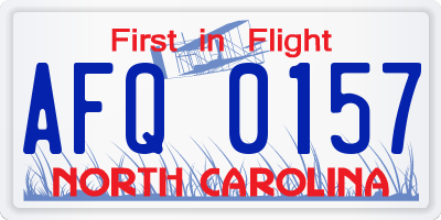 NC license plate AFQ0157
