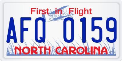 NC license plate AFQ0159