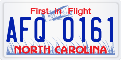 NC license plate AFQ0161