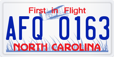 NC license plate AFQ0163