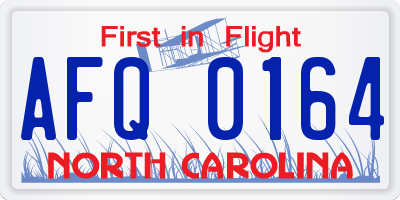 NC license plate AFQ0164