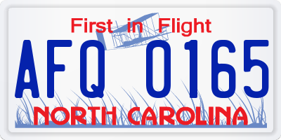 NC license plate AFQ0165