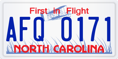 NC license plate AFQ0171