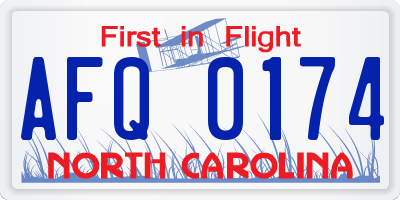 NC license plate AFQ0174