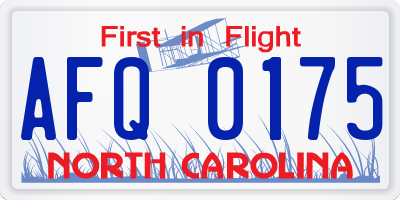 NC license plate AFQ0175