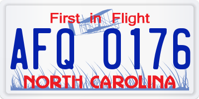 NC license plate AFQ0176