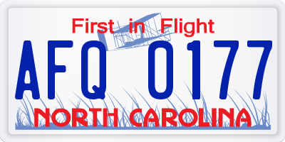 NC license plate AFQ0177