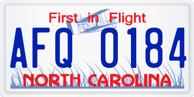 NC license plate AFQ0184