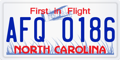 NC license plate AFQ0186