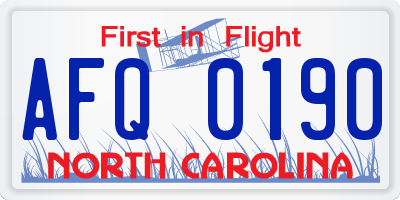 NC license plate AFQ0190