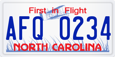 NC license plate AFQ0234