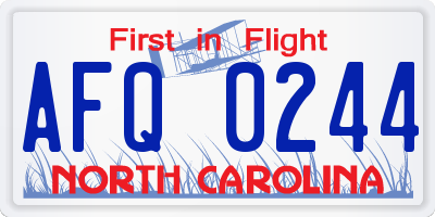 NC license plate AFQ0244