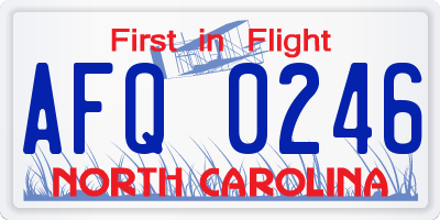 NC license plate AFQ0246