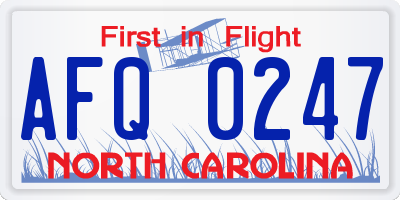 NC license plate AFQ0247