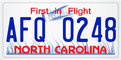 NC license plate AFQ0248