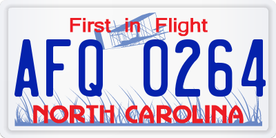 NC license plate AFQ0264
