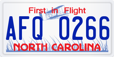 NC license plate AFQ0266