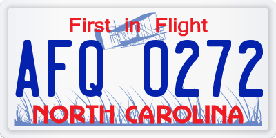 NC license plate AFQ0272