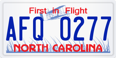 NC license plate AFQ0277