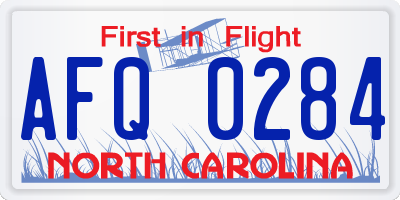 NC license plate AFQ0284