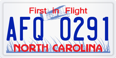 NC license plate AFQ0291