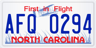 NC license plate AFQ0294