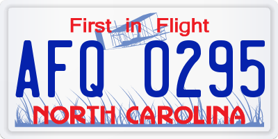 NC license plate AFQ0295