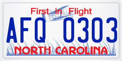 NC license plate AFQ0303