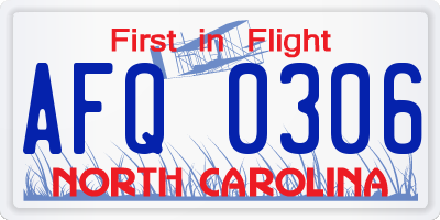 NC license plate AFQ0306