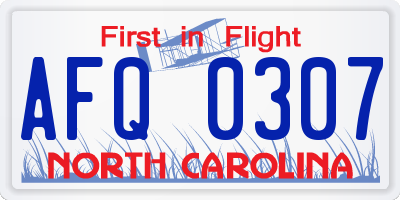 NC license plate AFQ0307