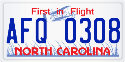 NC license plate AFQ0308