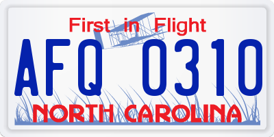 NC license plate AFQ0310