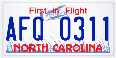 NC license plate AFQ0311