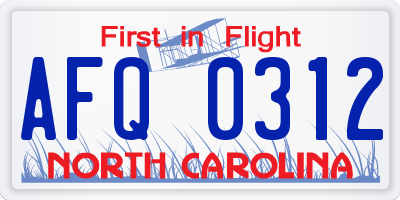 NC license plate AFQ0312