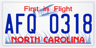 NC license plate AFQ0318