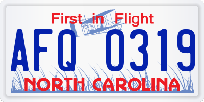 NC license plate AFQ0319